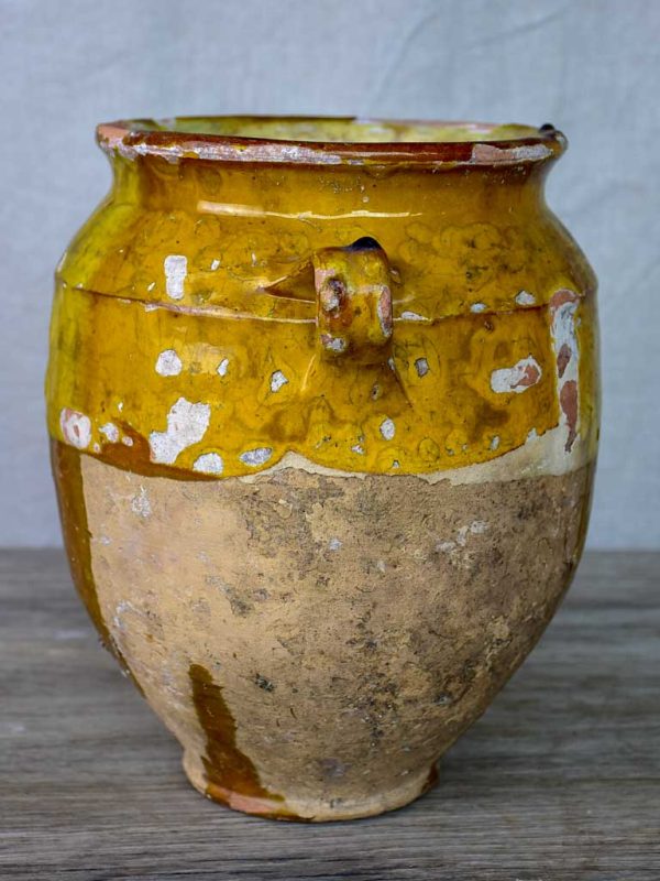 Antique French confit pot with orange glaze 9 ½  Online Hot Sale