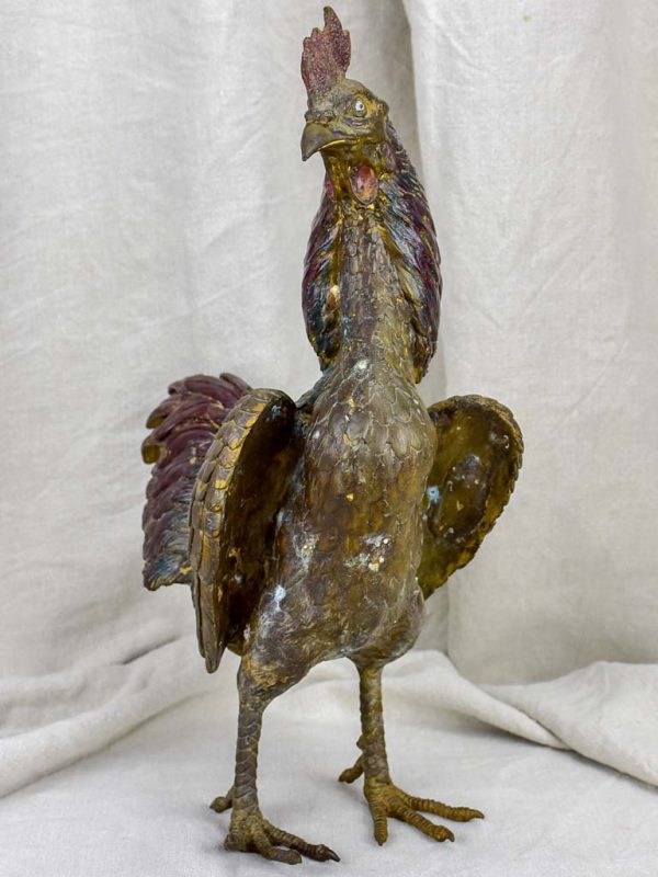 Antique French rooster - bronze For Sale