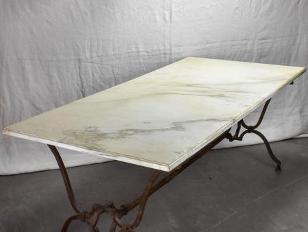 Very large 18th Century rectangular marble table with pretty iron base 74  x 35½  Discount