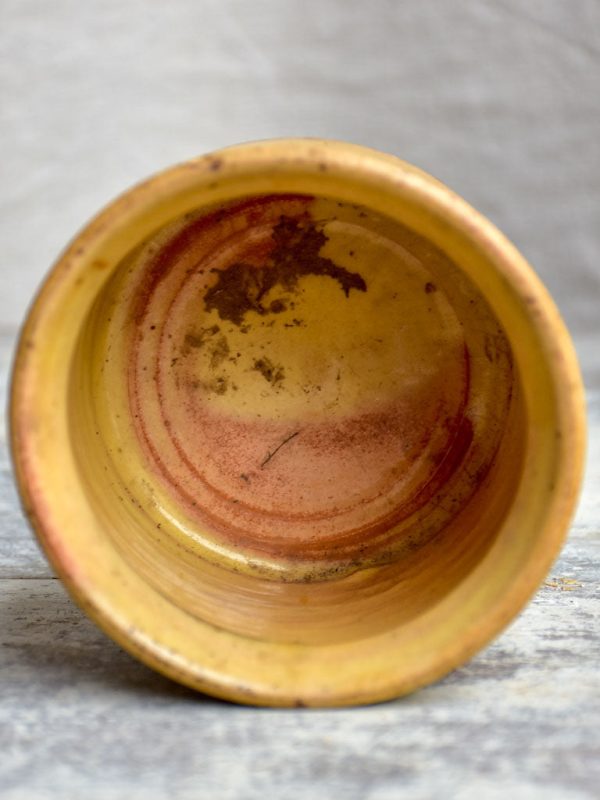 Antique French pot with yellow glaze and lid Discount