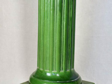 Mid-century column pedestal with green glaze 30  Sale