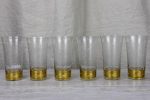 6 engraved antique orangeade glasses with gold stripes Cheap