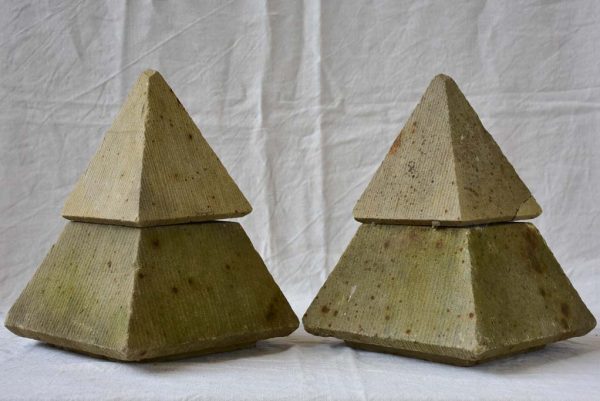 Pair of mid century garden finials - pyramids 15¾  Discount