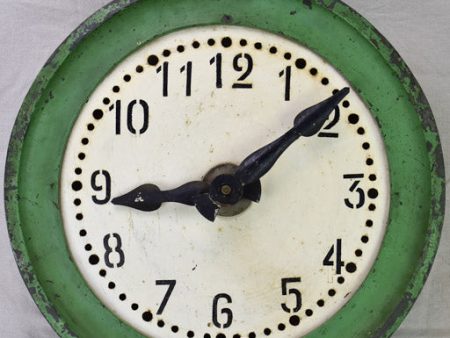 Large antique French industrial clock - green zinc 24½  Fashion