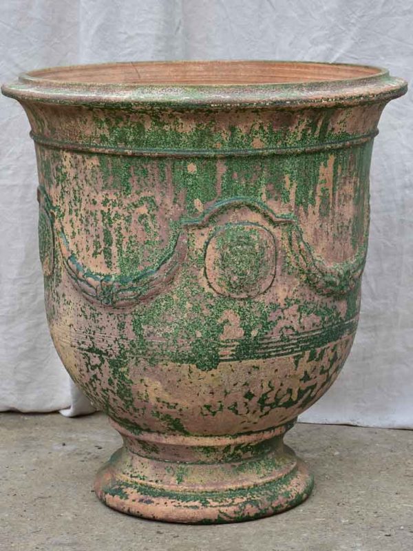 Very large vintage Anduze urn with weathered green glaze 31½  Hot on Sale