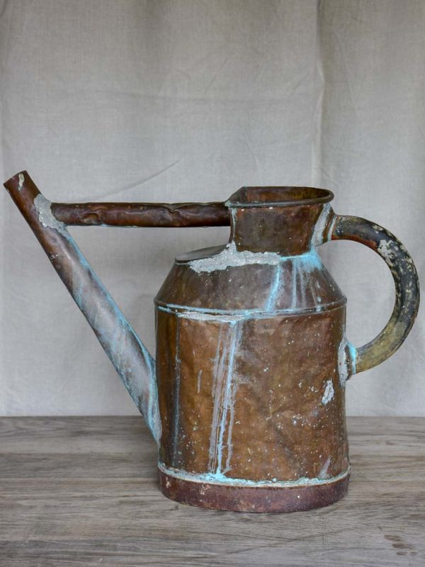 Antique French copper watering can with brace For Discount