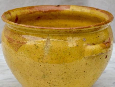 Antique French mixing bowl with yellow glaze For Cheap