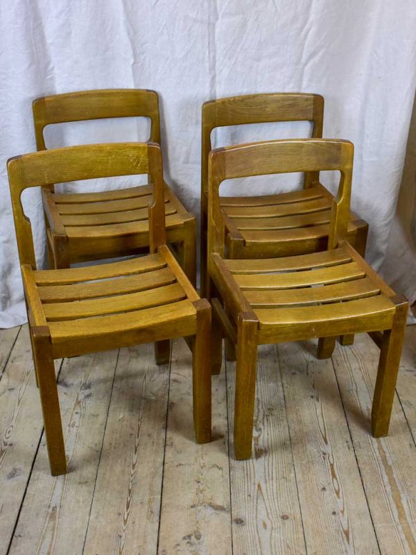 Four 1960 s French oak dining chairs - Guillerme & Chambron on Sale