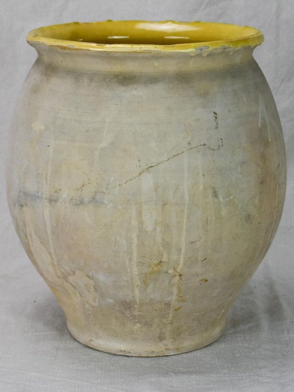 Antique French confit pot with yellow glaze from Castelnaudary 13½  For Discount