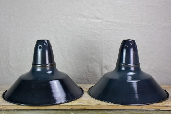 Pair of 1940 s industrial lights - graphite (8 available) 17¾  For Sale