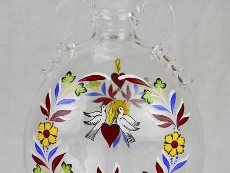 Romantic handpainted glass marriage flask with stopper - doves 9  Supply