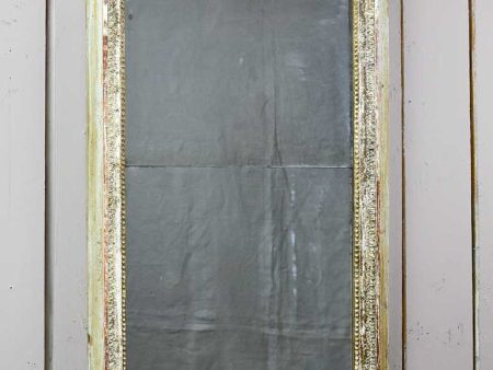 Pretty Louis XVI trumeau mirror with navy blue and fatigued gilding 25½  x 53½  Sale