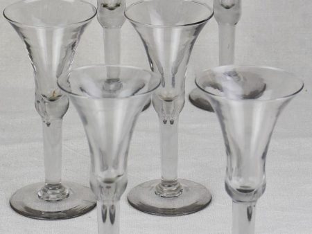 Six antique French wine glasses - hand blown Online