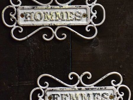 Mid century toilet signs - Hommes   Femmes 8¼  x 4  For Discount