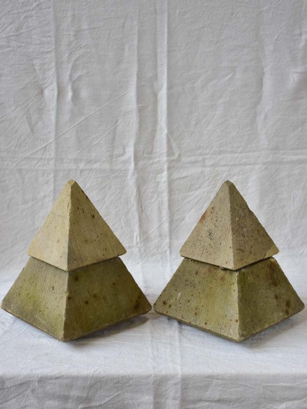 Pair of mid century garden finials - pyramids 15¾  Discount