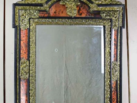 Very Large Napoleon III mirror with brass pediment 60¾  x 38¼  Online now