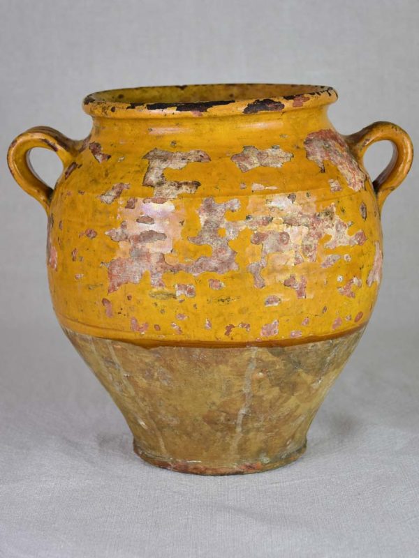 Antique French confit pot with orange   yellow glaze 10¼  Hot on Sale