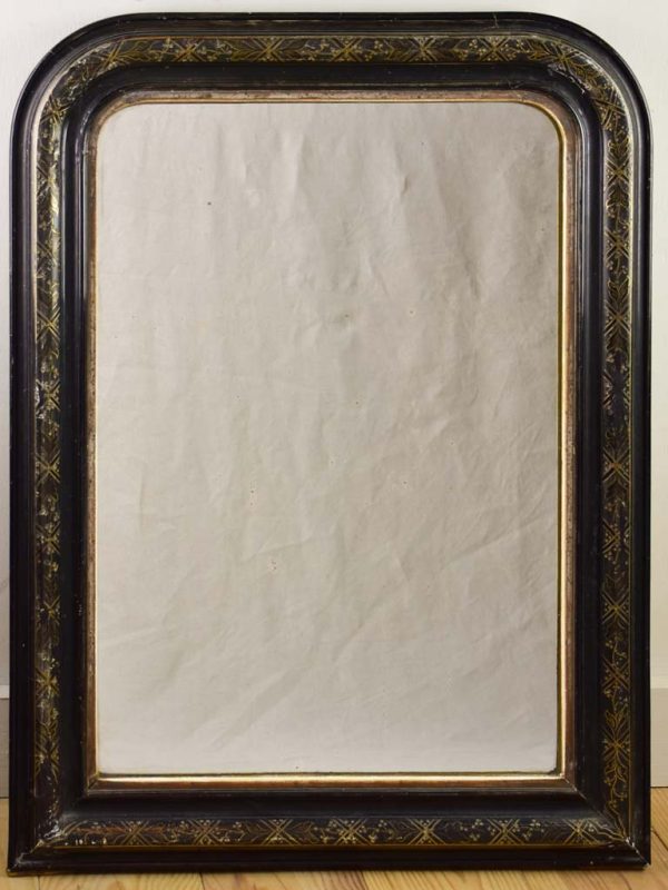 Napoleon III mirror with black decorative frame 22 x 29½  For Sale