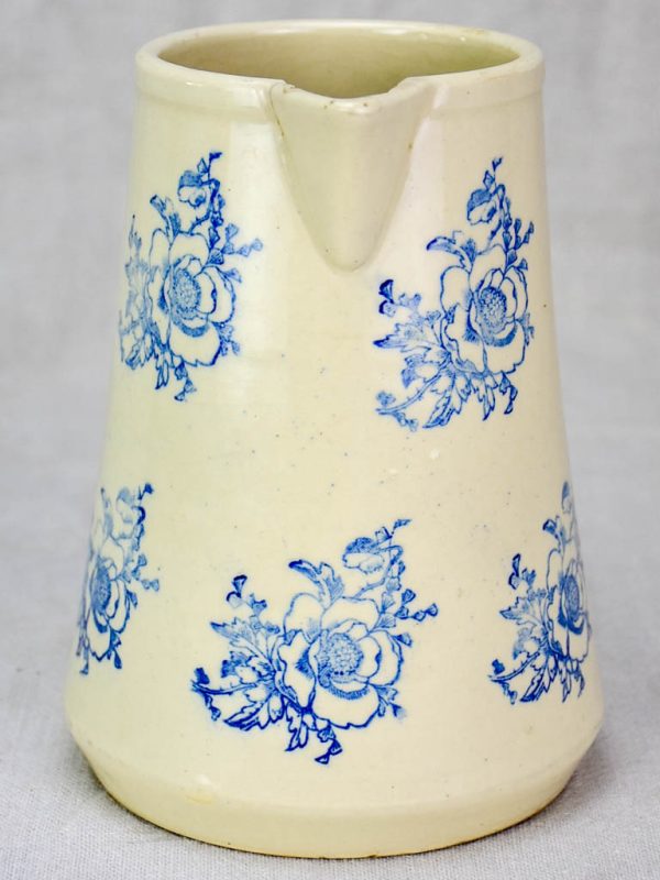 Antique Saint-Uze pitcher with blue flowers Online Sale