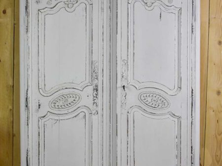 Antique French marriage armoire with white patina For Discount