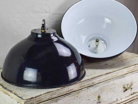 Pair of very large industrial enamel lights - black and white (2 pairs available) For Cheap