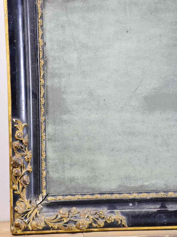 19th-century French mirror with black and gold frame 25½  x 30¾  For Discount