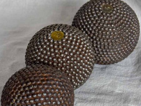 Collection of three antique French petanque balls For Cheap