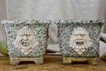 Pair of mid-century garden planters with masquerade on Sale