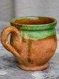 Antique French mug with green glaze Cheap