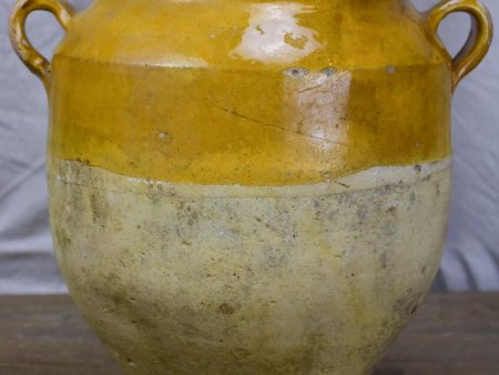 Large French confit pot with ochre glaze 11½  on Sale