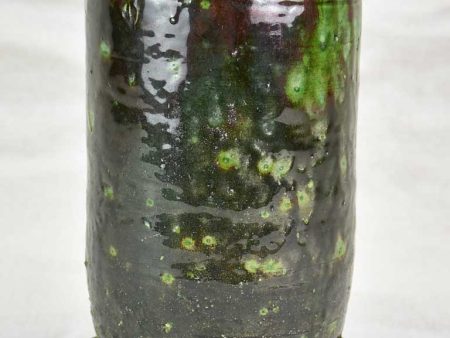 Vintage French vase with green glaze 10¼  Online now