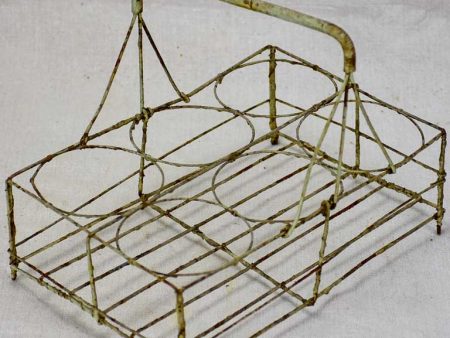 Antique French wire basket - six glass capacity For Cheap