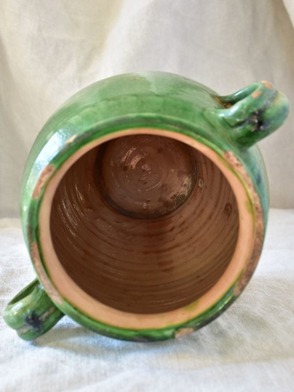 20th Century French confit pot with green glaze 9  For Cheap