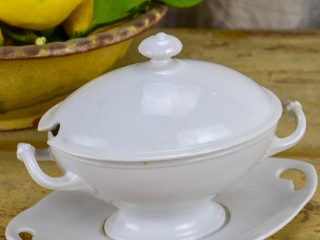 19th Century white French sauce dish with lid Online now