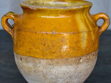 Antique French confit pot with yellow glaze 7 ¼   Hot on Sale