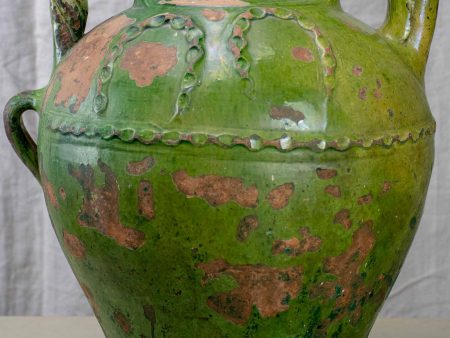 Large 18th Century French water pot with green glaze Cheap