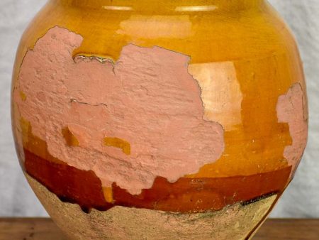 Early 20th Century French confit pot with orange glaze 9½  on Sale