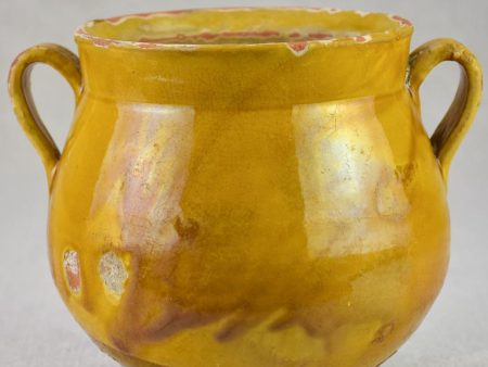 Antique French honey pot with yellow   orange glaze 6  For Sale