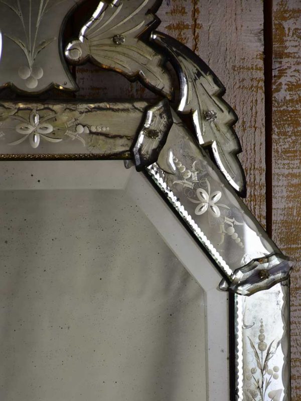 Vintage Venetian mirror with crest 20½  x 37½  on Sale