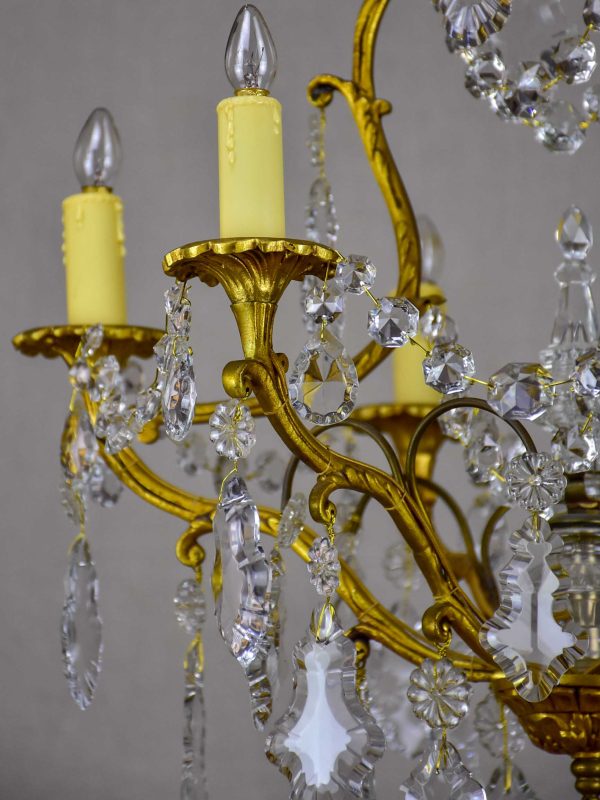 Antique French crystal chandelier - 6 lights on Sale