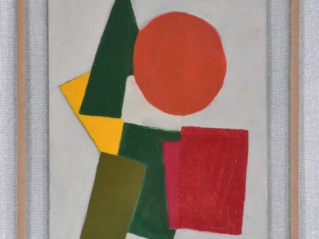 Small abstract painting by Caroline Beauzon - green, yellow, red & orange 10¾ x  7½   Online