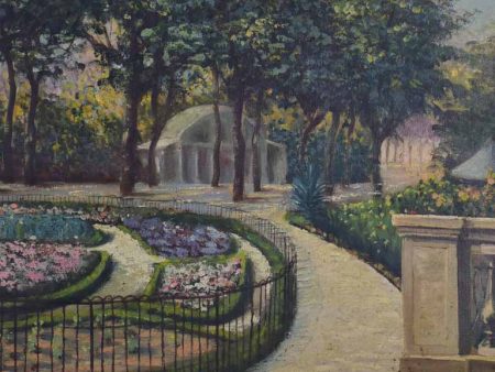 Early 20th Century French painting of a park 30¾  x 21¼  Fashion