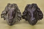 Pair of antique French cast iron horse heads Sale