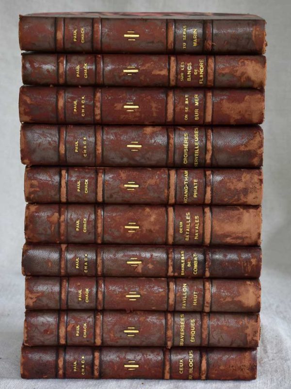 Collection of ten antique French leather bound books Online Hot Sale