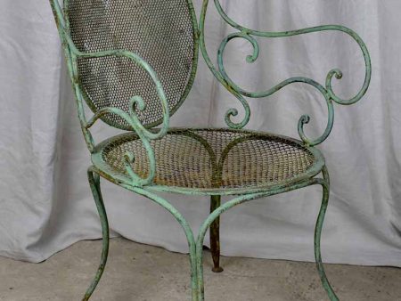 Antique French garden armchair with green patina on Sale