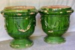 Pair of large French garden urns with Green glaze from St John De Fos 26  For Sale