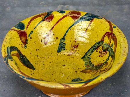 Antique French clay bowl with glaze Sale