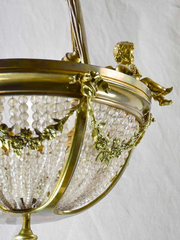 Pretty 19th Century chandelier with cherubs and crystal decorations 31½  x 15¾  Supply