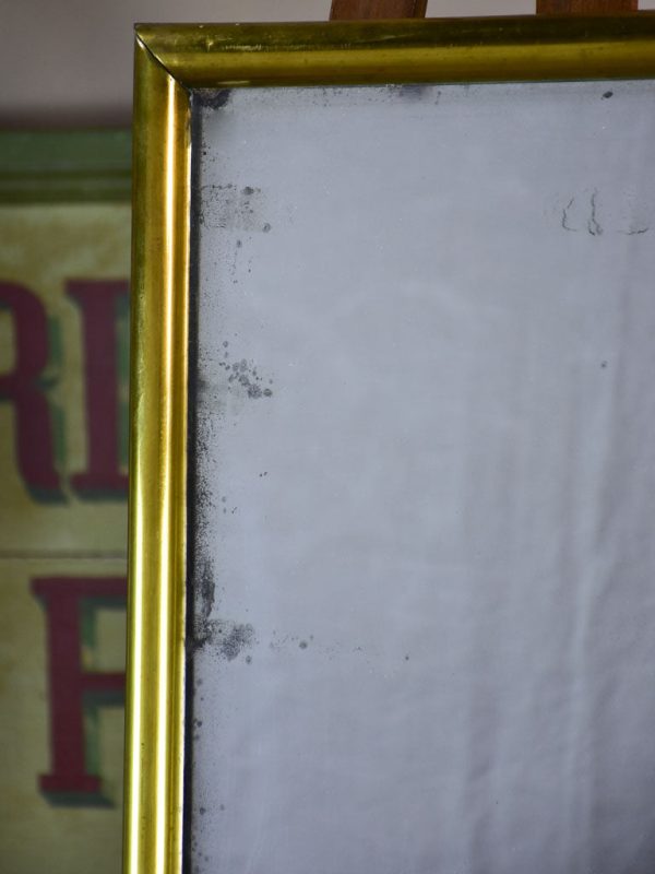 Antique French bistro mirror with brass frame and original glass 30  x 17  Online now