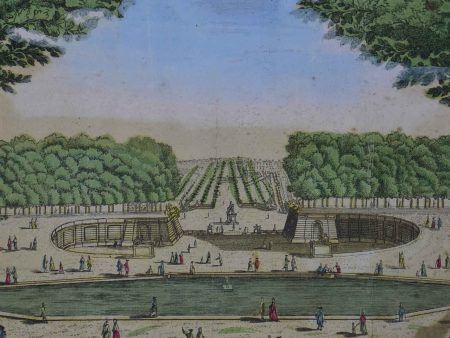 Antique French etching of the Tuileries gardens, Paris 15” x 21” on Sale